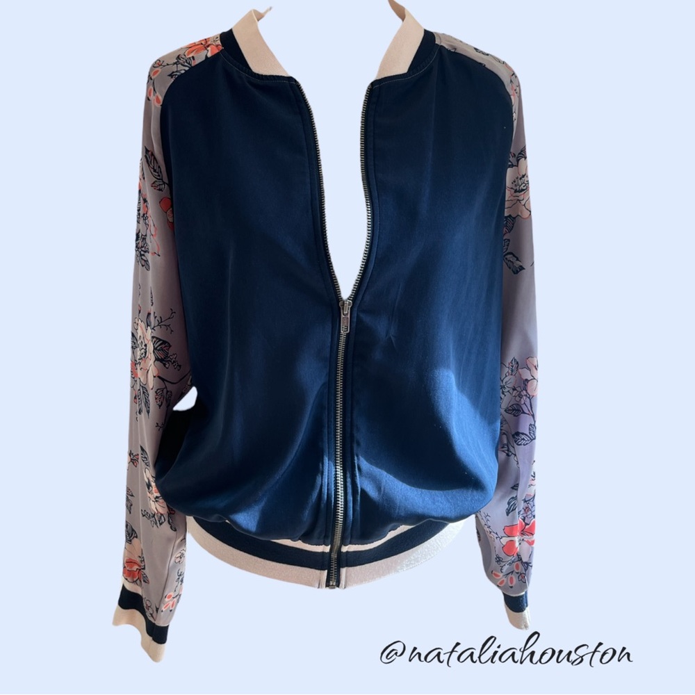 Xhilaration  Flower print vintage track  bomber jacket, size L ( Juniors)